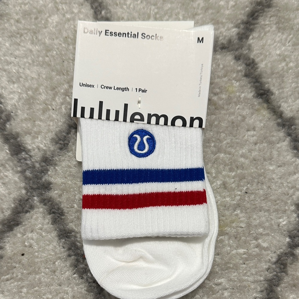 lululemon athletica White Socks with Red and Blue Accents